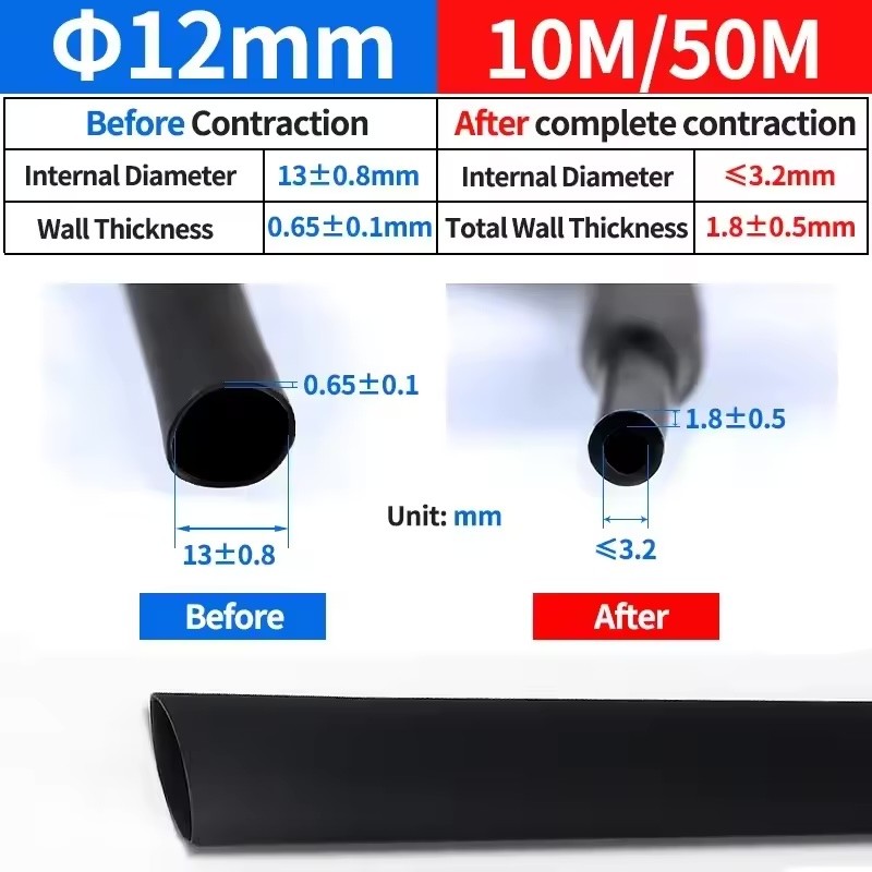 10 Meters 4:1 Heat Shrink Tube with Glue Polyolefin Shrinking