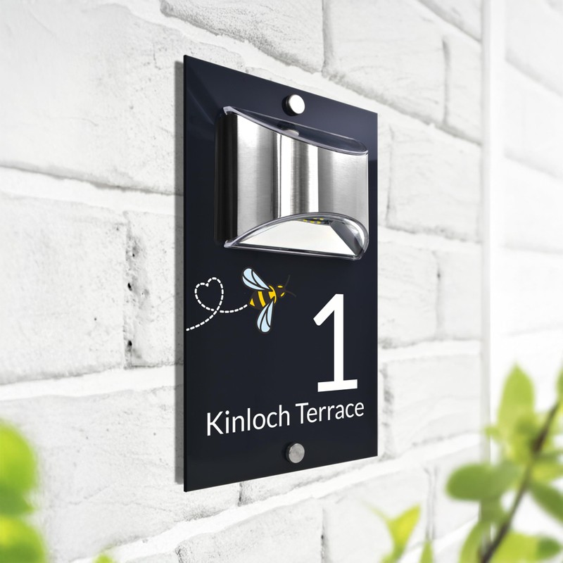 Custom Signs Solar Illuminated Modern Anthracite House Number Sign 24cm