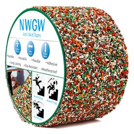 NWGW Heavy Duty Anti Slip Tape 4" x15FT - Red Grit Rubber Grip Tape for Stairs, Showers, Pool & Bathroom Safety Waterproof Non-Slip Traction Strips Indoor/Outdoor Use