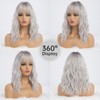 simkaylee Middle Length Silver Wigs for Women Ombre Grey Wavy