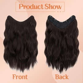 Benehair 18 Inch Clip in Hair Extensions Long Curly Wave Clips in One Piece 5 Clips Extensions Synthetic Fiber Full Head Natural Looking Natural Black Hair Piece for Women(Natural Black, 160g)