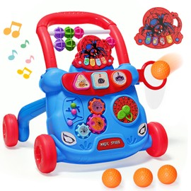 Baby Walker Toys,Push Walker for Boys & Girls Learning to Walk,Sit to Stand Early Educational Toys,Activity Center for Infant,Christmas Birthday Gift for Toddler 6-18 Months,Red