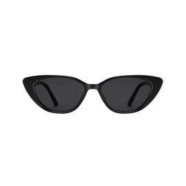MACJERO Narrow Small Retro Polarized Cat Eye Sunglasses for Women Trendy Driving Glasses(Black)