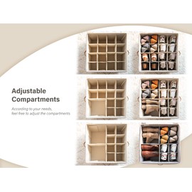 StorageWorks Shoe Organizer for Closet, Fabric Shoe Storage Bins with Clear Cover, Adjustable Dividers for Shoe Storage, Beige, 1-Pack, Fits up to 14 Pairs