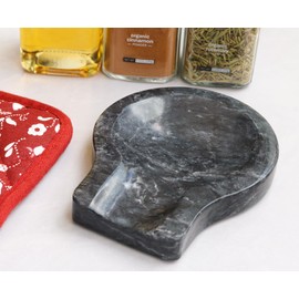 Heat Resistant Spoon Rest for Stove Top, Marble Flat Utensil Rest, Cooking Tools Holder with Non-slip Silicone Feet, Modern Farmhouse Kitchen Décor, Black, 1 Pack