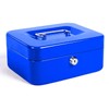 Steel Cash Box Safe with Lock 2 Keys, blue
