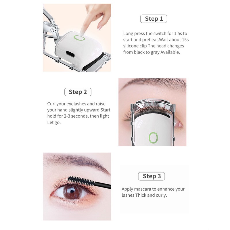 Rechargeable Electric Eyelash Curler Multiple Guard System Fast Heating Electric