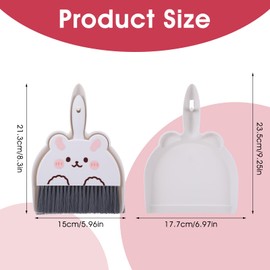 Wanmu Upgrade Small White Broom and Dustpan Set, Hand Dustpan and Brush Set, Cute White Mini Broom and Dust pan Sets, Little Dust Pan for Home Use Tabletop Debris Cleaning Pet Cages Guinea Pig Cages