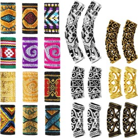 24 Pieces Loc Jewelry for Hair Dreadlock, African Beads Hair Tube Beads, DIY Braiding Hair Accessories Decorations for Men Women