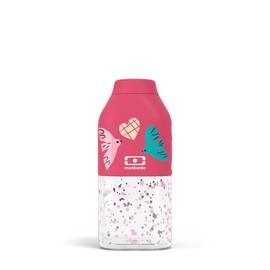 monbento - Kids Girls MB Positive S Rosa Birds Water Bottle - Kids Bottle for School Sports Picnic - Mini Plastic Bottle 330ml Airtight - BPA Free - Pink Bird