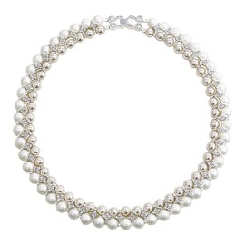 AILUOR Pearl Jewellery Set for Women, 14K Gold/Silver Plated Pearl Necklace and Earring Set, Pearl Drop Earrings, Pearl Bracelets, Pearl Necklace, Choker, Wedding, Bridal Jewellery, Zinc, No Gemstone