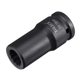 sourcing map 3/4-Inch Drive 19mm 12-Point Deep Impact Socket, CR-MO Steel 78mm Length, Metric Sizes