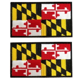 Maryland Flag Patch Maryland Flag Embroidery Patch for Hats, Tactical Bags, Jackets, Clothes Patch Team Military Patch（ 2 Pack）