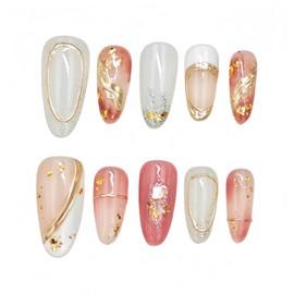 farfarflame Handmade Nail Tip, Short, Medium, Popular, Japanese Style, Oval 3D Diamond, Glossy, Stylish, Cute Design, Flower Viewing, Fireworks Displays, Graduation, Kindergarten Entrance, Coming of