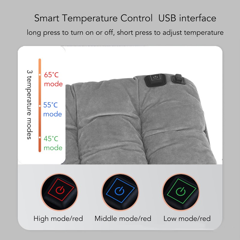Heated Seat Cushion 3 Temp Modes Soft Washable Fast Heating