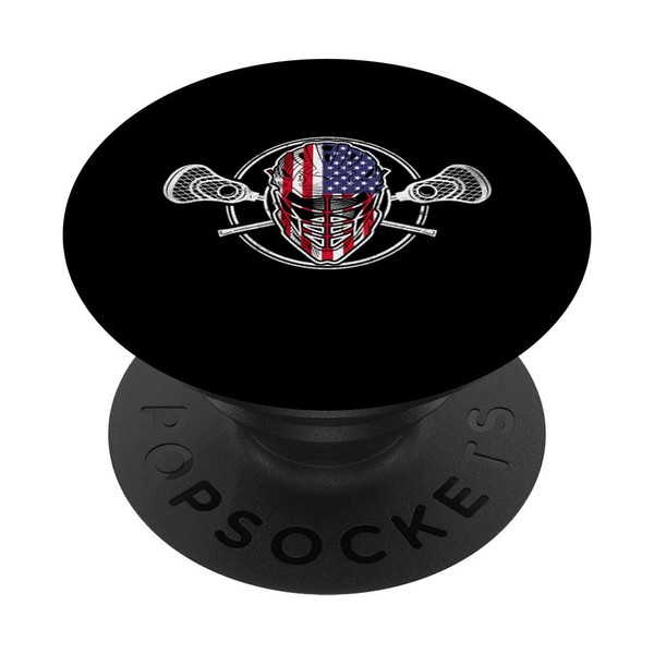 Lacrosse US Flag Lacrosse Player Helmet sticks men woman PopSockets