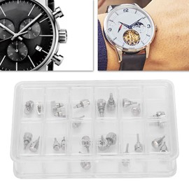 Tissting 24Pcs Watch Push Press Buttons, Watch Crown Parts Watch Press Buttons Replacement Repairing Accessories for Watchmakers and Watch Repairers,Silver