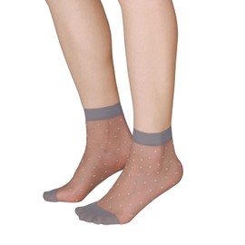 sourcing map Women Stretchy Socks Elastic Sheer Dots Pattern Lightweight Ankle Socks 10 Pairs Gray women shoe 4-10/shoe 3.5-7