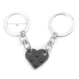 Sweet Matching Heart Keychain,Stainless Steel Brick Keychains for Couples, Girlfriend Gifts, Boyfriend, Husband Birthday Gift,Matching Keychains for Couples, Couple Keychain for Valentine's Day,Black