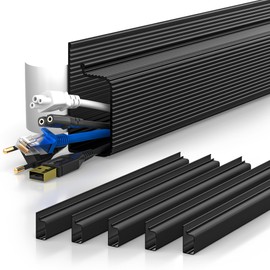 YECAYE 94.2in Cable Management, Cable Organizer,Adhesive Mount Cord Organizer for Desk, Cord Organizer, No-Drill Desk Wire Management for Home Office, Baby proofing, Black