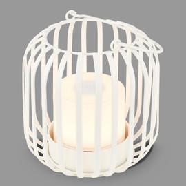 BRILONER Mini LED Table Lamp Wireless with Metal Basket, Dimmable Bedside Lamp Touch, Desk Lamp, Reading Lamp, Table Lamp Outdoor & Indoor, Camping Lamp, Warm White Light, 9 x 10 cm, White/Gold