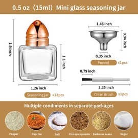 0.5 oz Cube Shape Small Salt and Pepper Shakers with Tone Tops Clear Mini Glass Seasoning Jars Spice Salt Shakers with Funnel for Wedding Party Restaurant Home Kitchen (12, Rose Gold)