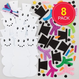 Baker Ross FE951 Snowman Mix & Match Bookmark Kits - Pack of 8, Make your Own Book Mark Craft Kits for Kids, Christmas Arts and Crafts Book Marks for Children