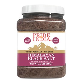 Pride Of India - Himalayan Black Rock Salt - Fine Grind, 2.2 Pound (1 Kg) - Kala Namak - Contains 84+ Minerals - Perfect for Cooking, Tofu Scrambles, Table, Kitchen, Restaurant, & Bathing Use