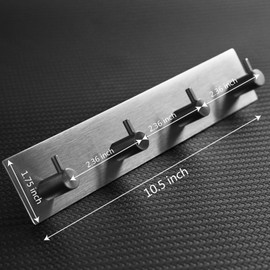 Self Adhesive Towel Hooks for Bathrooms Brushed Nickel Stick on Wall Hooks Bath Adhesive Towel Hanger Peel and Stick Matte Black Shower Hooks for Wall Adhesive Coat hook for Wall Mount 4 hooks