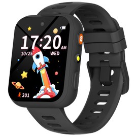 BIGGERFIVE Smart Watch for Kids with Dual Cameras, 30 Puzzle Games, Video & Music Player, Audiobooks, Flashlight, Pedometer, Calculator, Educational Toys Birthday Gifts for Boys Girls Ages 4-10 Black