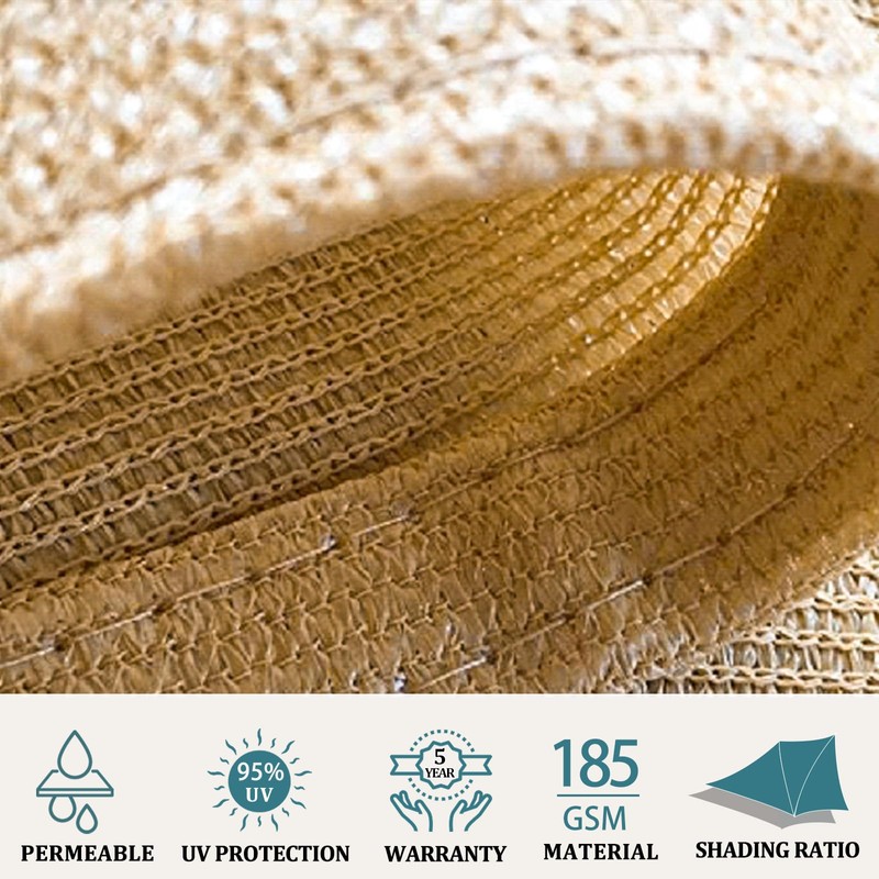 Shade&Beyond Shade&Beyond 8'x10' Sun Shade Sails Canopy Rectangle Sand 185GSM