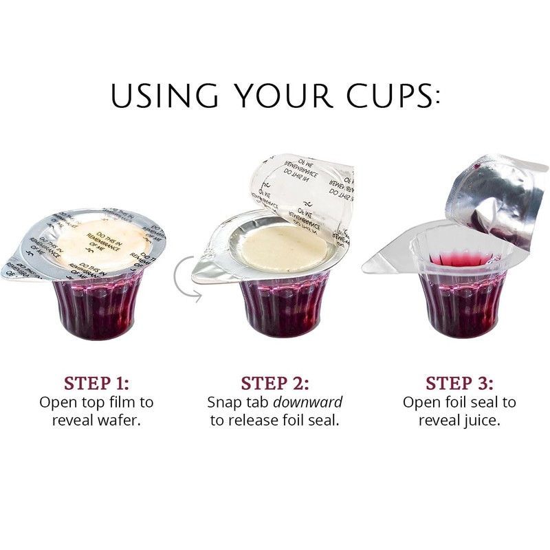 Truevine Economy Communion Cups and Wafer Set - Prefilled Cups