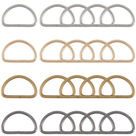 SOFPLATE 1 Box 1.5 Inch 4 Colors D Ring Set Metal Webbing Buckle Small Iron Metal Dog Collars Dee Rings Heavy Duty Hooks Non Welded Clip Clasp for Webbing Sewing Backpacks Camping Belt DIY Crafts
