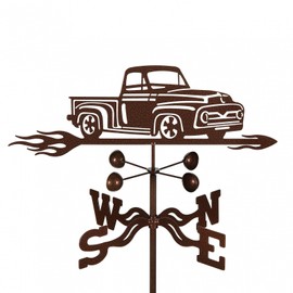 EZ Vane Vintage 1950's Truck Weathervane — Deck Mount, Wind Cups, Antique Copper Finish, Steel with Durable Triple Powder Coating, Handcrafted in USA