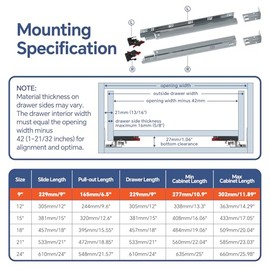 ToBeGreat 1 Pair Bottom Mount Soft Close Drawer Slides 9 Inch 80 lb Capacity Undermount Concealed Rails with Rear mounting Bracket Locking Devices(229mm)