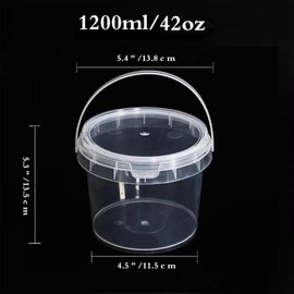 SHPii 42 oz Ice Cream Tub with Lid, Tamper Proof, BPA Free, Freezer and Microwave Safe Food Storage Container, Reusable Airtight Container, Leak Proof Tub for Snacks Deli Fruits, Drinks.(10 pack)