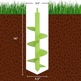 TCBWFY Auger Drill Bit for Planting 3.5"x16",Extended Length Garden Auger Spiral Drill Bit for Planting Bulbs Flowers,Planting Auger for Drill Post Hole Digger for 3/8”Hex Drill