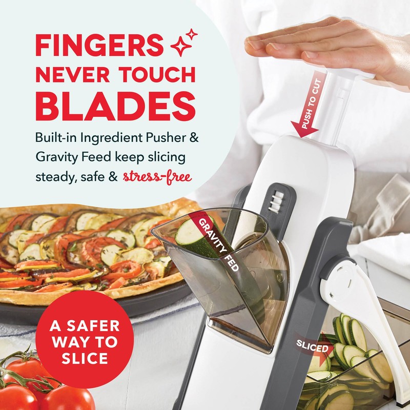DASH Safe Slice® Mandoline Slicer, Julienne + Dicer for Vegetables,