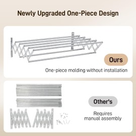 MrToNo (No Assembly Required) Wall Mounted Drying Rack Foldable, Retractable Drying Rack Clothing, Towel and Clothes Space-Saving Collapsible Dry Rack for Laundry Oranization