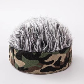 FTXJEHG Bushy Hair Wig, Short Hair, Flare Hat, Bandana, Cap Flare Wig with Hair, Bald Hat, Sun Visor, Sunshade, Autumn/Winter, Cold Protection, Flare Hat, Bandana, Cap, Wig Costume, Bushy Air Band