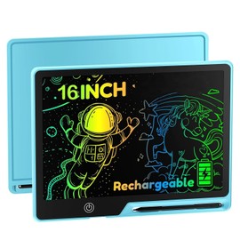 Pizarra Mágica LCD de 16 Pulgadas, Pizarron Magico, Tablero Electrónico de Dibujo a Color para Niños, Pizarra Electrónica Borrable con Cerradura, para en Casa, Estudio, Oficina, Reutilizable (Azul)