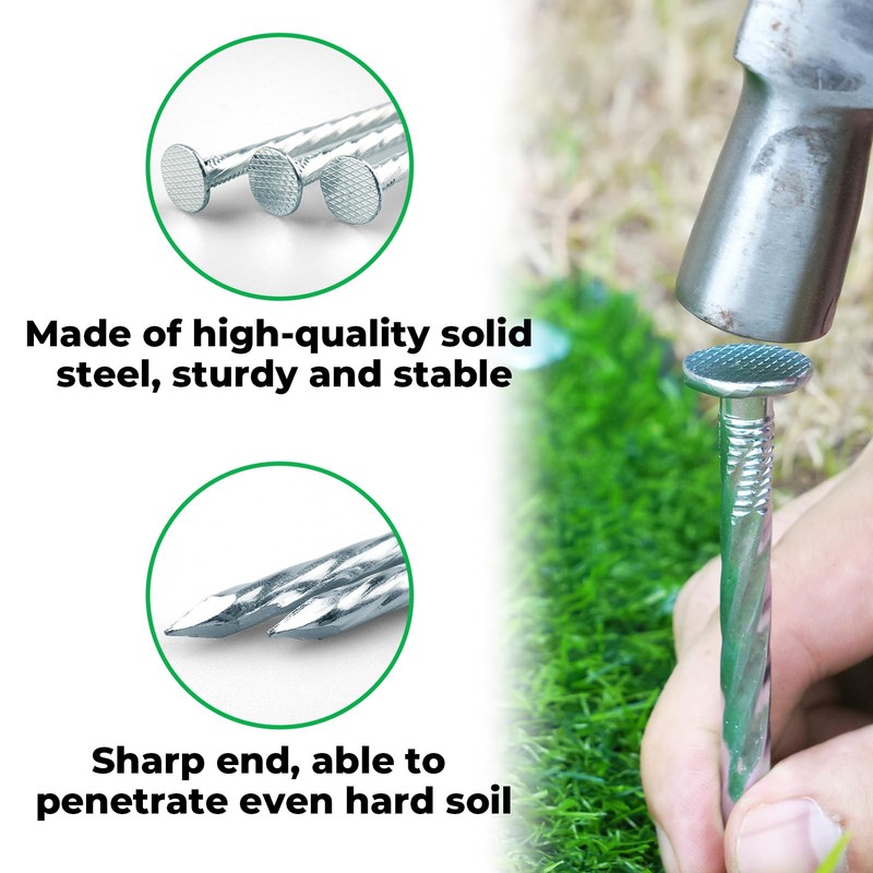 EISENSP 12 Inch Galvanized Landscape Stakes - 50pcs Spiral Metal