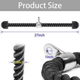 tchrules Universal Tricep Rope Pull Down - 28 Inch Heavy Rope Length, Easy to Grip & Non Slip Cable Attachment, Suitable for Professional Gyms (Black)
