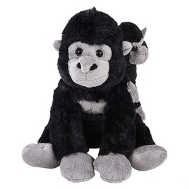Forest & Twelfth Mom and Baby Mini Gorilla, Stuffed Animals for Boys and Girls, Safari Baby Shower Decorations, Nursery Decor, Zoo Animals for Toddlers, Stuffed Gorilla Realistic Toy Plush (Gorilla)