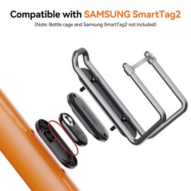 CITYWAY for SmartTag2 Bike Mount, IPX8 Waterproof Bike GPS Tracker Holder for Galaxy Smart tag2, Hidden Under Bottle Cage or Alone, Extended M5 Black Safety Screws with Driver (1 Pack-Black)