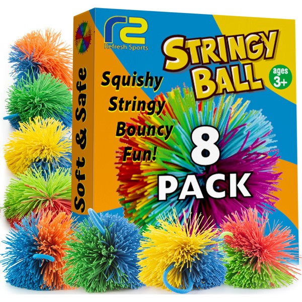 Stringy Balls for Kids 8 Pack - Easter Gift Ball Stress Relief Monkey Balls Fidget Toy For Kids - Toss & Catch Monkey Stringy Balls & Sensory Toys For All Ages of Boys & Girls 4 5 6 7 8 9 10 Year Olds