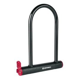 Candado Traba Tipo U 20cm Candado Moto Bicicleta Hermex Color Negro
