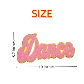 1Pcs 10 Inch Dance Chenille Iron on Patches with Glitter Edged, Perfect Iron on Letters for Clothing, Hats, Bags, Backpacks, Jeans - Ideal Gift for Dance Enthusiasts! (Pink)