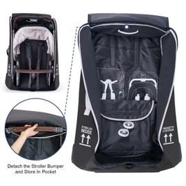 REMEIT Stroller Bag for Airplane, Stroller Travel Bag Compatible with UPPAbaby Vista VI V2 V3, Cruz V1 V2 V3, Rolling Wheel Bag with Storage Pocket,Multiple Handles,Luggage Tag for Flight Travel,Black