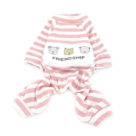 Pet Dog Clothes Coverlet Cat Clothes Clothes Spring Summer Autumn Winter Cute Romper Pajamas Border Pattern English Pattern All-in-One Warm Room Wear Hair Loss Prevention Dog Wear Pink XL